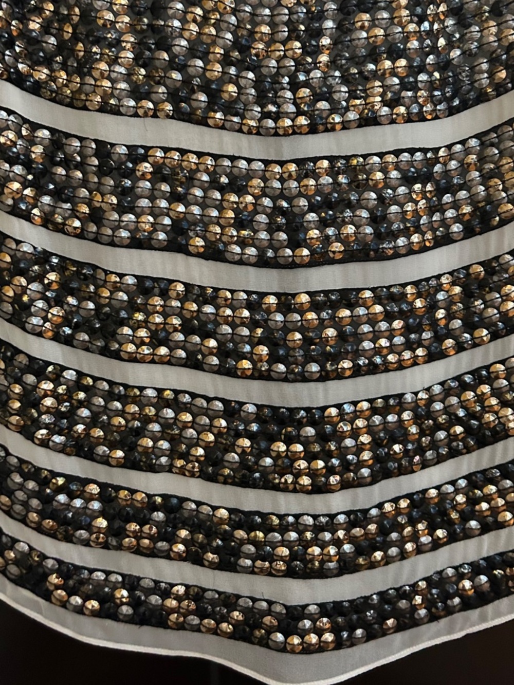 Tory Burch Silk Sequin Tank Top Women's Size 4 Ivory Gold Silver Embellished - Picture 3 of 7